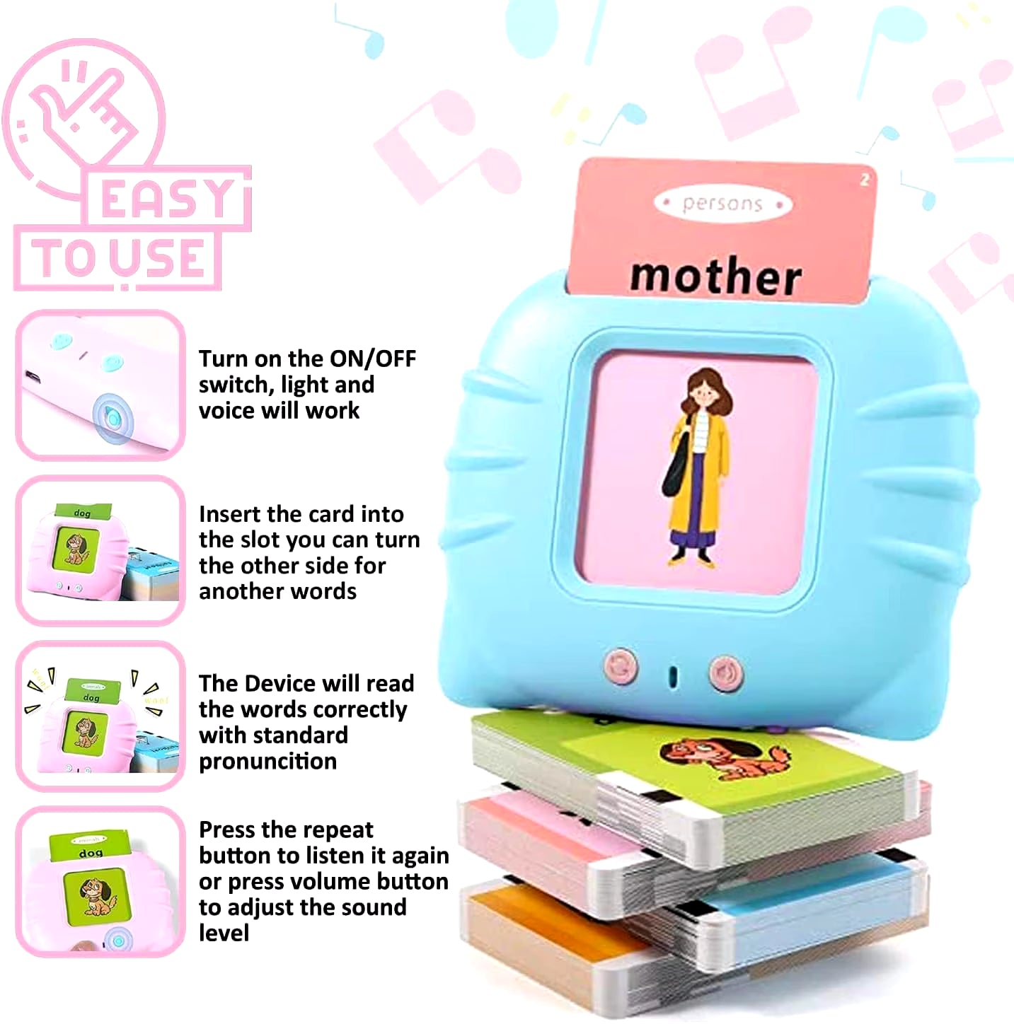 Talking Flash Card Learning Toy, Electronic Audio Book Machine for  Preschool Kids (English)