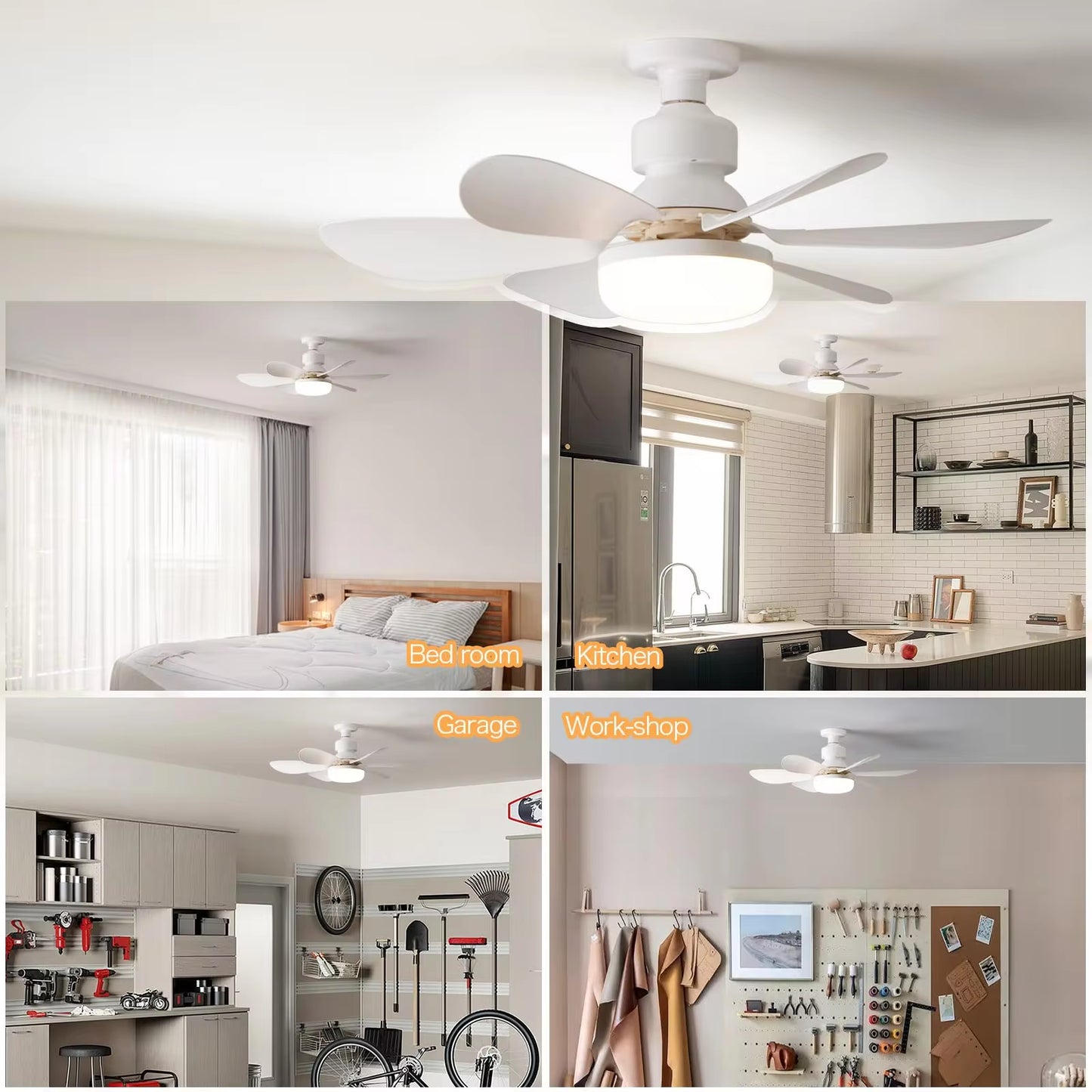 LED 30W Ceiling Fan Light E27 with Remote Control for Dimming, 85-265V