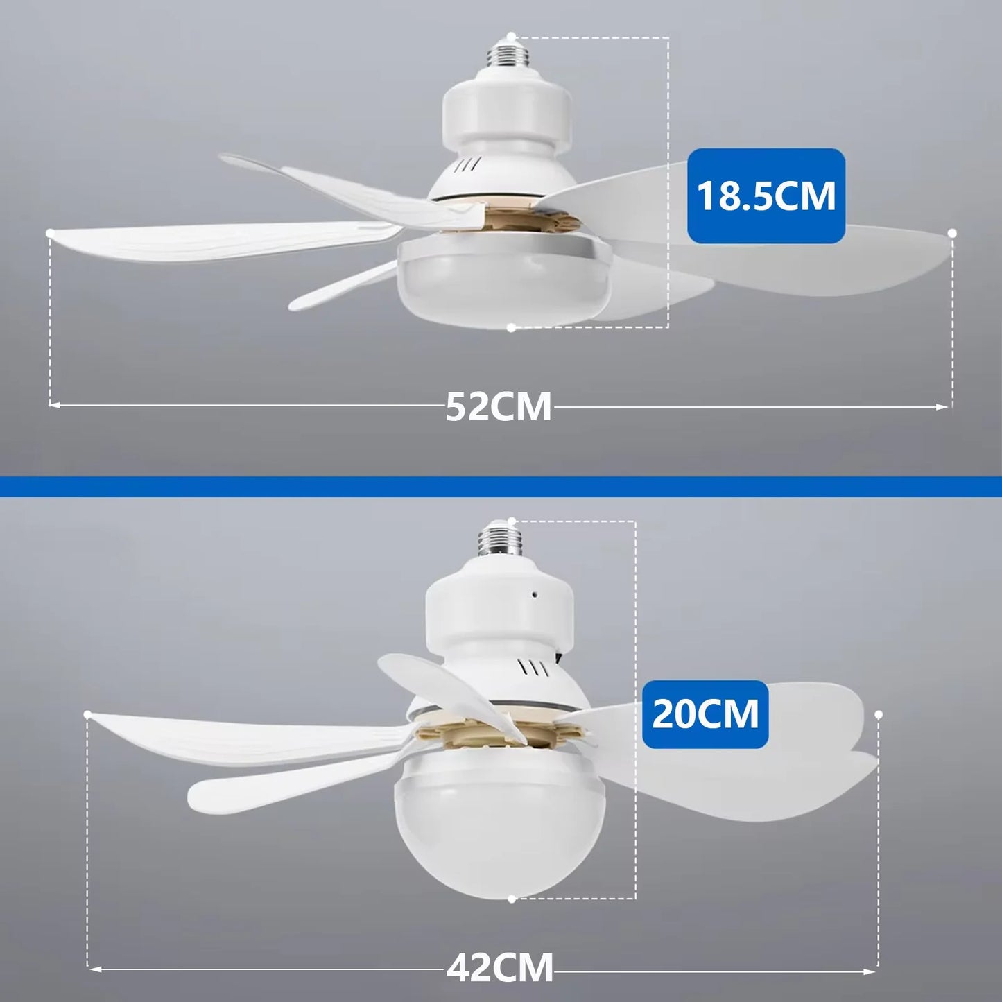 LED 30W Ceiling Fan Light E27 with Remote Control for Dimming, 85-265V